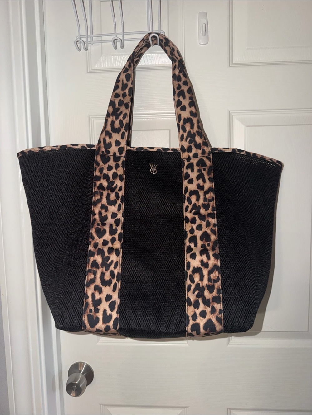 Black Tote Bag with Leopard Trim - V&S Style